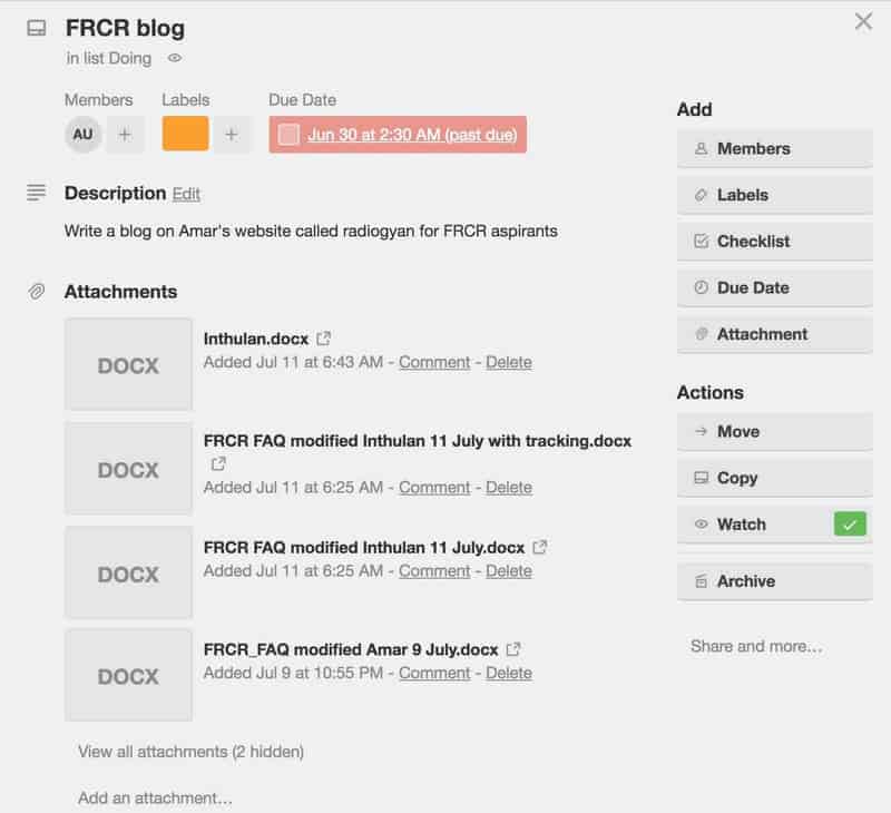 FRCR Trello RadioGyan.com