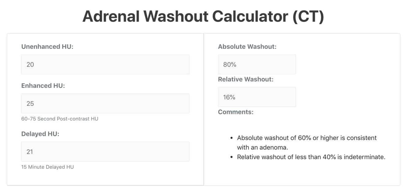 Adrenal Washout Calculator