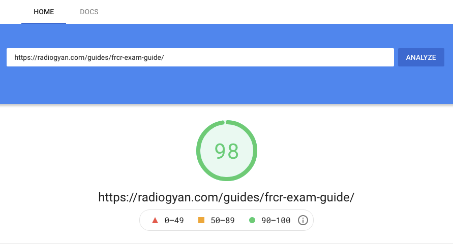 RadioGyan PageSpeed Score