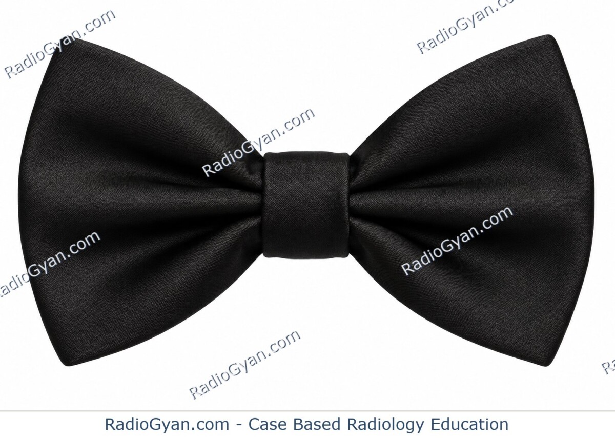 A tied butterfly bow tie illustrating the shape behind the absent bow-tie sign.